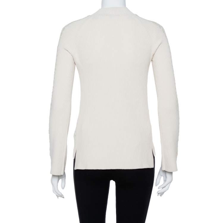 Pre Owned Fendi Off White Knit Paneled Sweater Raglan Sleeve Jumper S