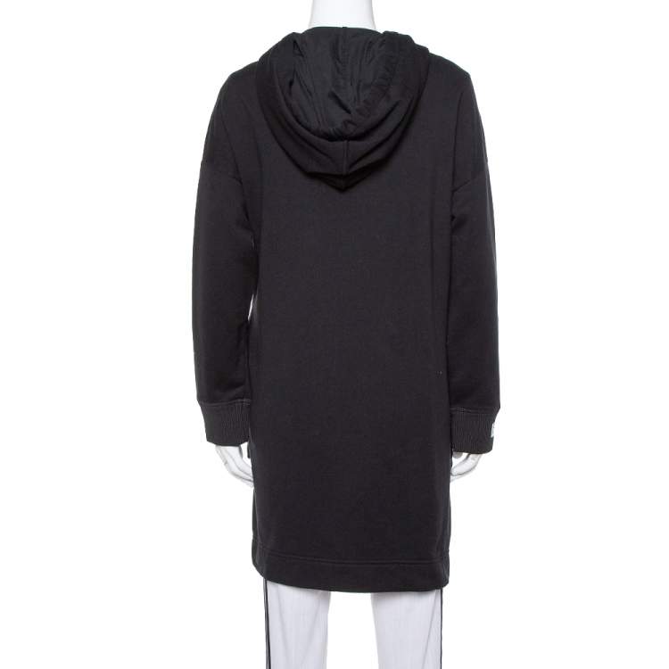 Pre Owned Fendi Black Cotton Logo Studded Long Hoodie S