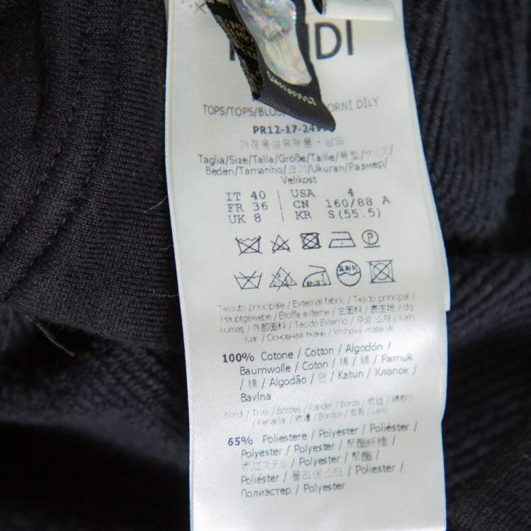 Pre Owned Fendi Black Cotton Logo Studded Long Hoodie S