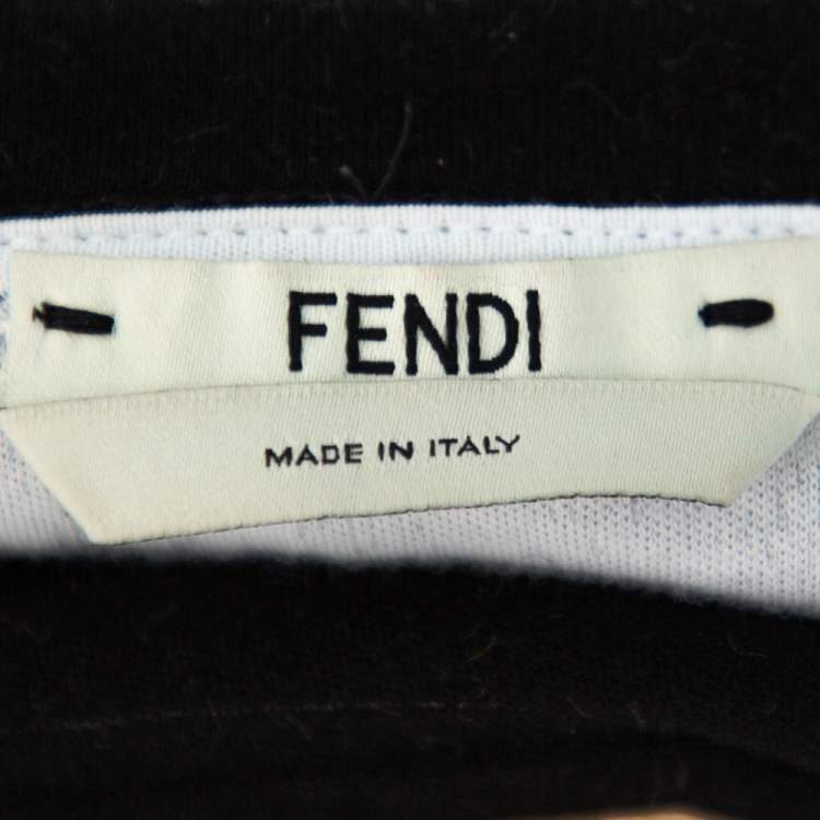 Pre Owned Fendi Black Cotton Monster Eye Print Cropped Sweatshirt S