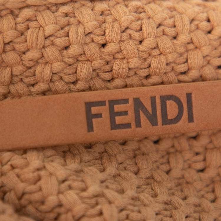 Pre Owned Fendi Brown Cable Knit Stripe Detail Cardigan XS