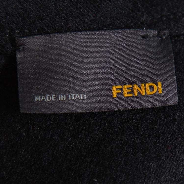 Pre Owned Fendi Black Wool Ruffle Detail Sheath Dress S