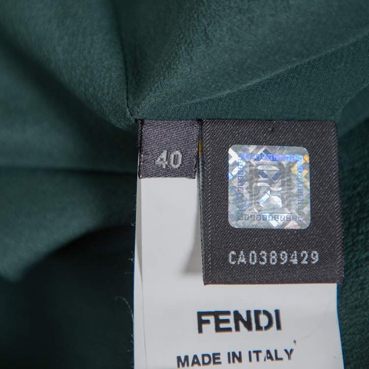 Pre Owned Fendi Dark Green Crepe One Shoulder Maxi Dress S