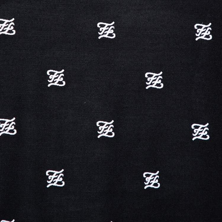 Pre Owned Fendi Black Wool & Silk Logo Embroidered Jumper S