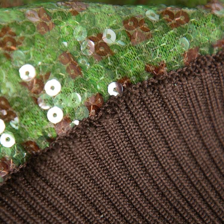 Pre Owned Fendi Green Tulle Sequin Embellished V- Neck Cardigan S