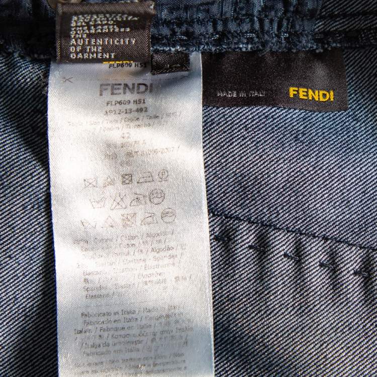 Pre Owned Fendi Navy Blue Denim Skinny Fit Selleria Serie Numerata Jeans M
