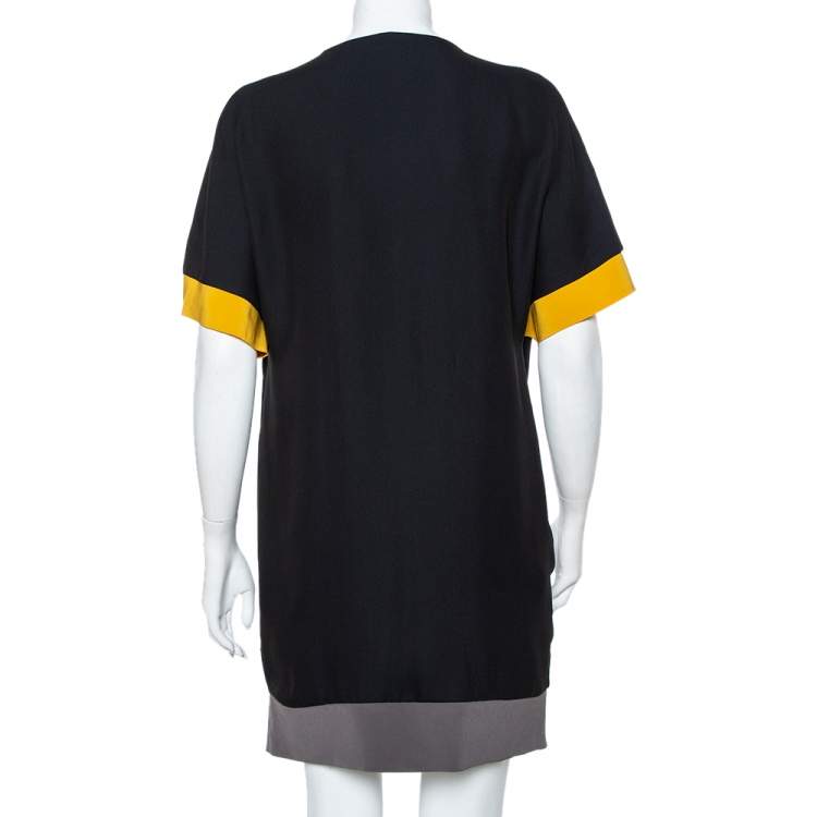 Pre Owned Fendi Color Block Silk Oversized Shift Dress S