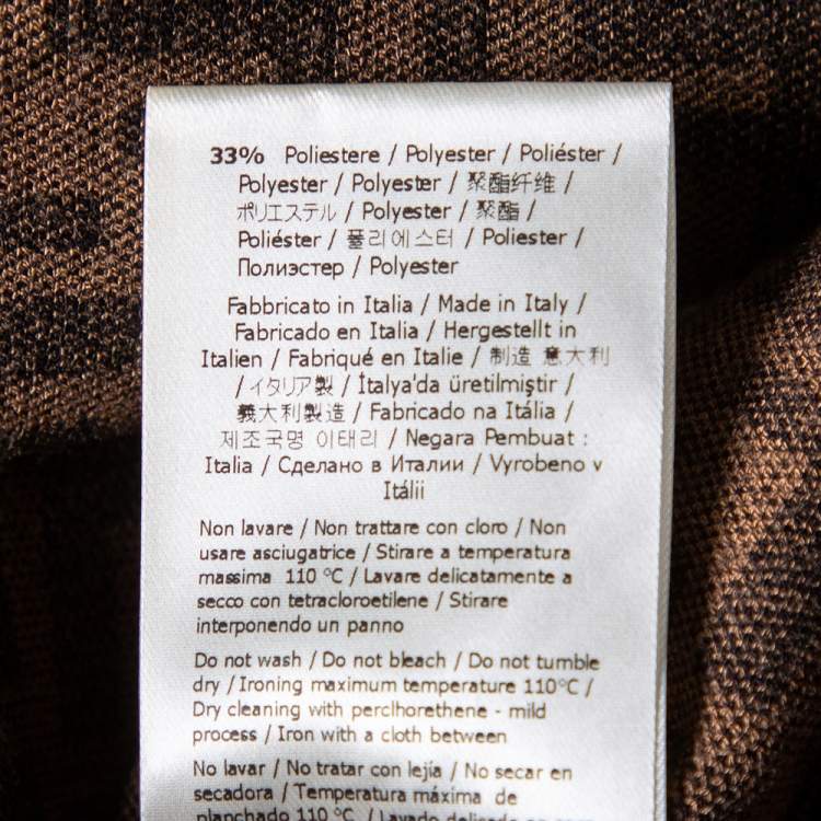 Pre Owned Fendi Brown Zucca Monogram Knit Midi Skirt S