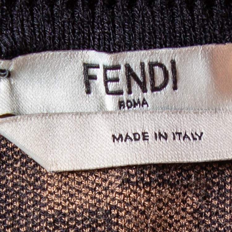 Pre Owned Fendi Brown Zucca Monogram Knit Midi Skirt S