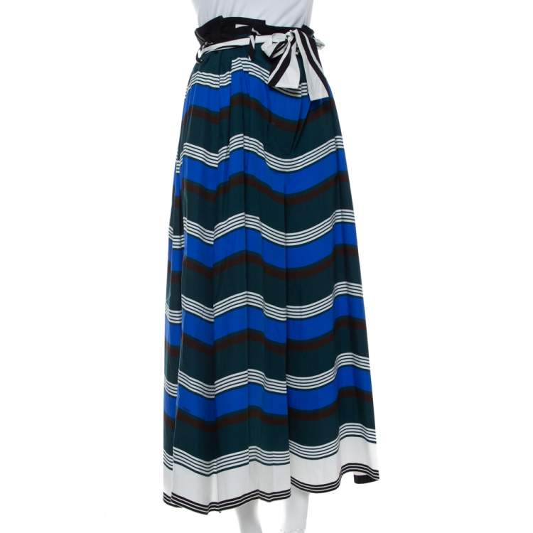 Pre Owned Fendi Multicolor Printed Cotton High Waist Belted Culottes L