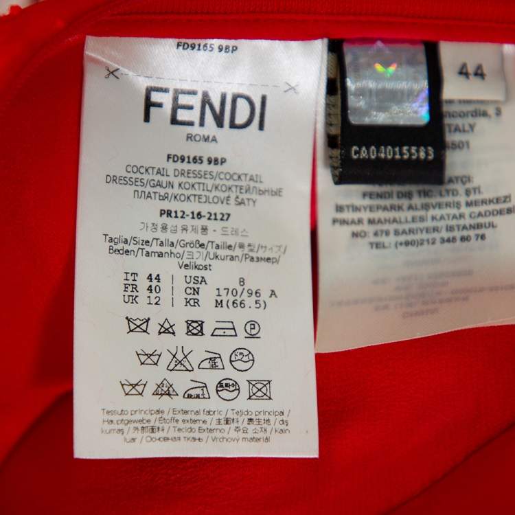 مملوكة مسبقًا Fendi  Red & White Layered Silk & Tulle Flared Midi Dress M