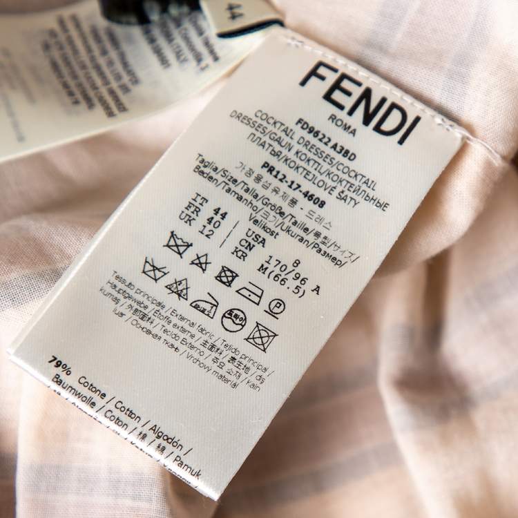 Pre Owned Fendi Beige Striped Cotton & Silk Cut Out Sleeve Detail Maxi Dress M