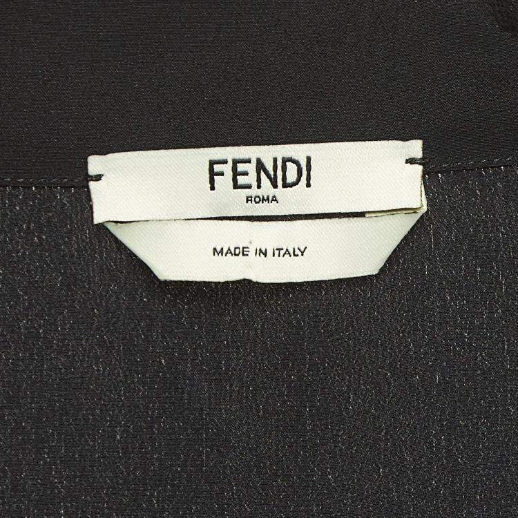 Pre Owned Fendi Black Silk V Neck Collared Button Front Shirt L