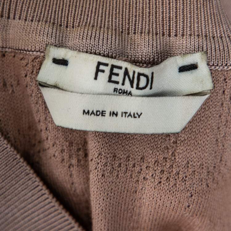 Pre Owned Fendi Beige Zucca Monogram Knit Midi Skirt S