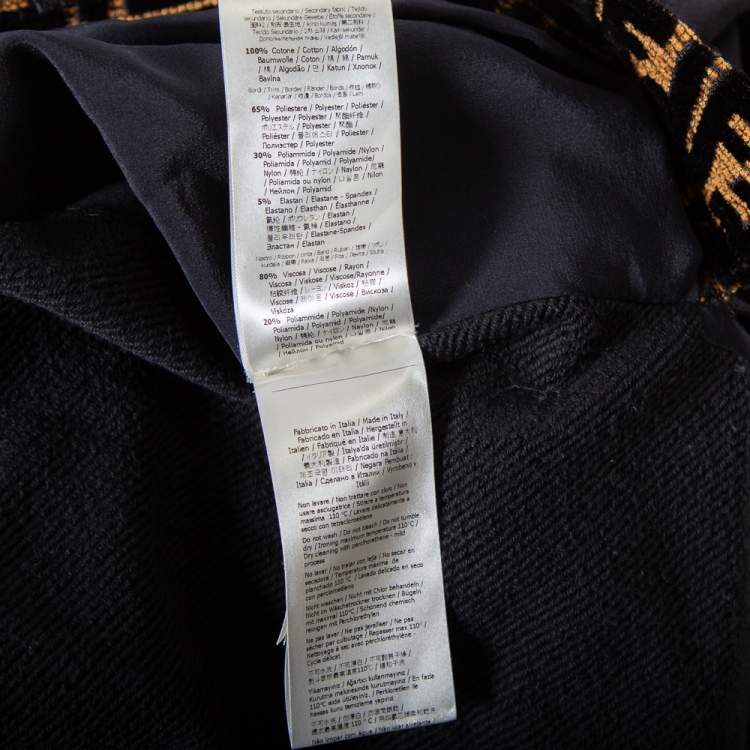 Pre Owned Fendi Black & Gold Velour Logo Monogram Detail Hooded Sweatshirt S