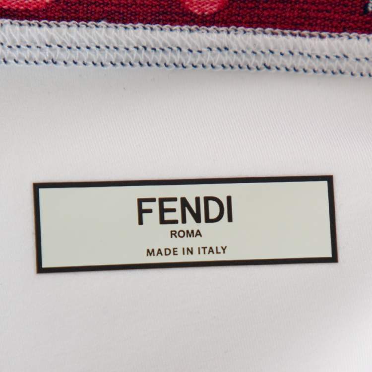Pre Owned Fendi White Knit Logo Printed Cropped Leggings M