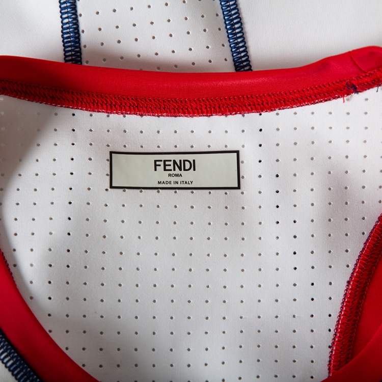 Pre Owned Fendi Mania Multicolor Knit Logo Printed Tank Top M