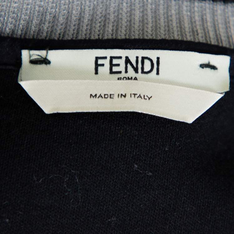 Pre Owned Fendi Black Knit Floral Neck Embellished Round Neck Top XL