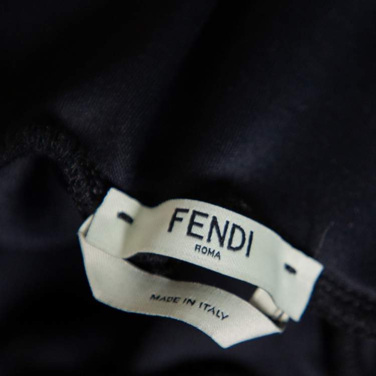 Pre Owned Fendi Black Neoprene Logo Print Track Pants M