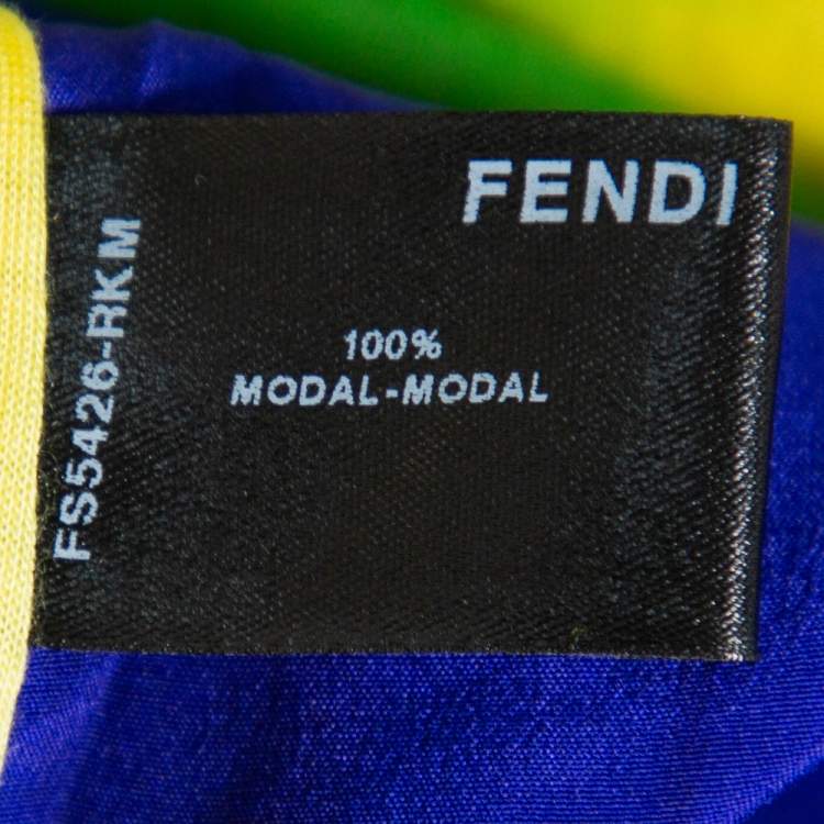 Pre Owned Fendi Multicolor Modal Knit V-Neck Top M