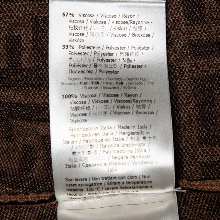 Pre Owned Fendi Brown Zucca Monogram Knit Logo Embroidered Jumper M