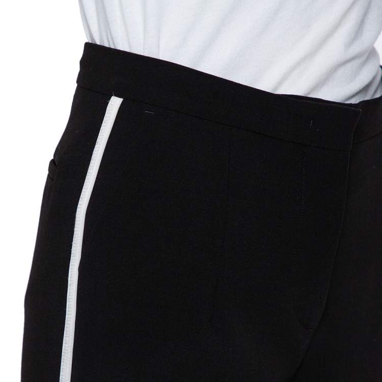 Pre Owned Fendi Black Wool Contrast Trim Zip Detail Tapered Leg Pants S