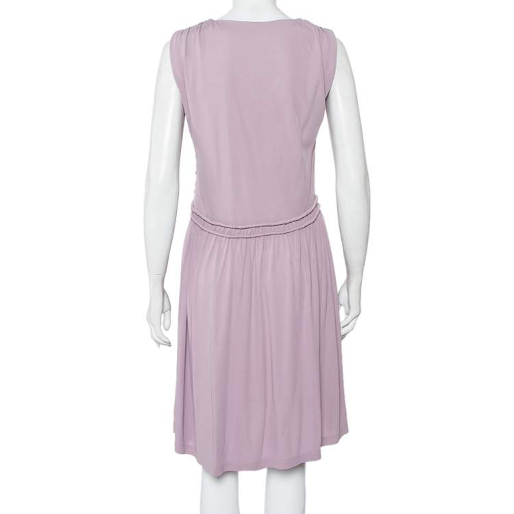 Pre Owned Fendi Lilac Knit Ruched Detail Mini Dress M