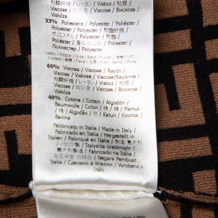 Pre Owned Fendi Brown Logo Monogram Knit Sheath Dress M