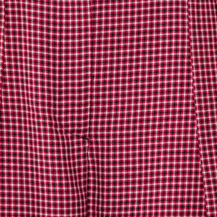 Pre Owned Fendi Red Checkered Wool Wide Leg Trousers M
