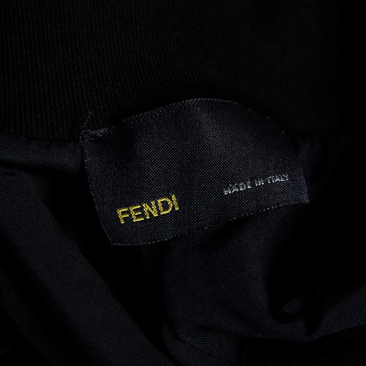 Pre Owned Fendi Black Zucca Monogram Velour Sheer Track Pants M