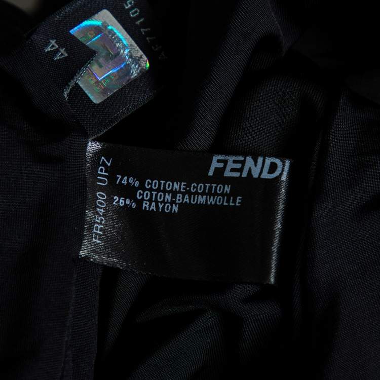 Pre Owned Fendi Black Zucca Monogram Velour Sheer Track Pants M