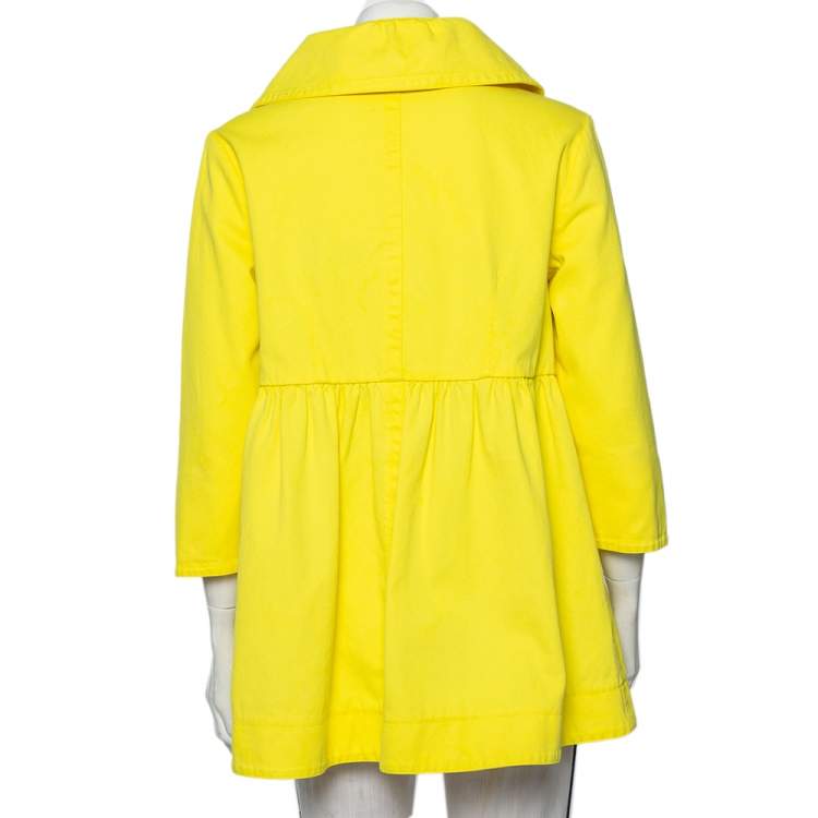 Pre Owned Fendi Yellow Denim Button Front Collared Peacoat M