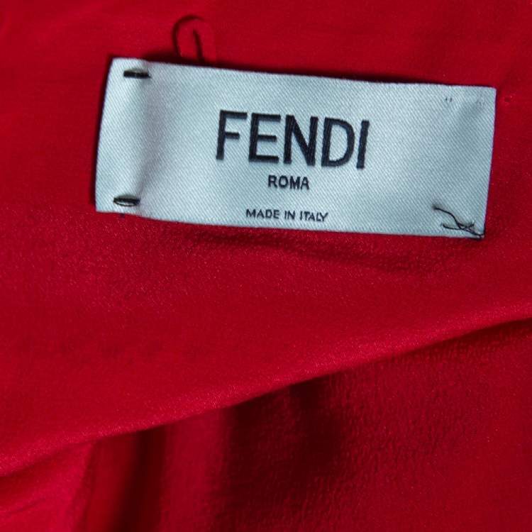Pre Owned Fendi Red Crepe Textured Waist Trim Balloon Mini Skirt S