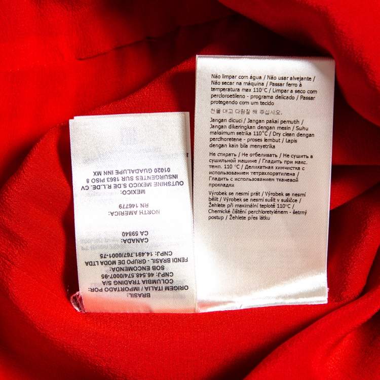 Pre Owned Fendi Red Crepe Textured Waist Trim Balloon Mini Skirt S
