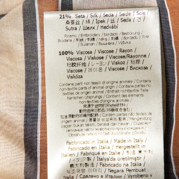 Pre Owned Fendi Beige Striped Cotton Cutwork Detail Button Front Shirt M