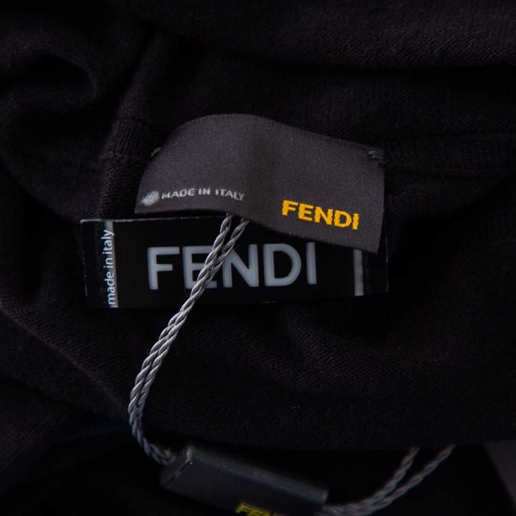 Pre Owned Fendi Black Modal & Silk Contrast Trim Detail Turtleneck Sweater & Leggings M
