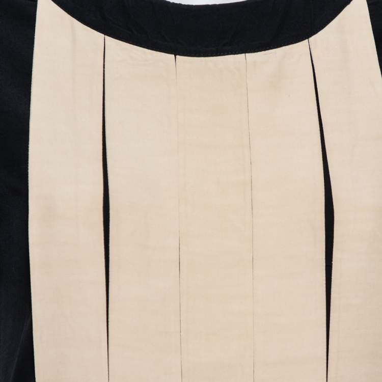 Pre Owned Fendi Black Crepe Contrast Paneled Applique Detail Tunic S 