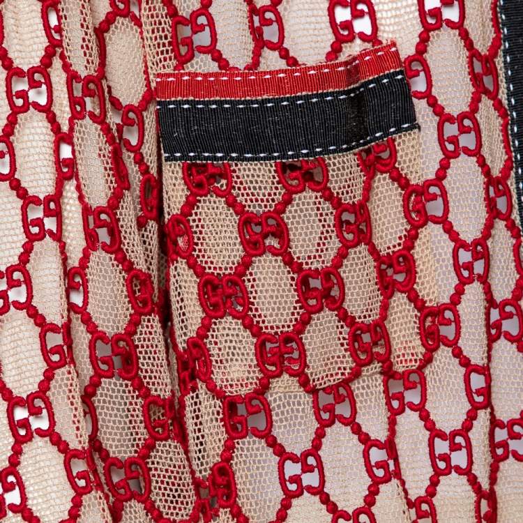 Pre Owned Gucci Red GG Macrame Open Front Belted Jacket M