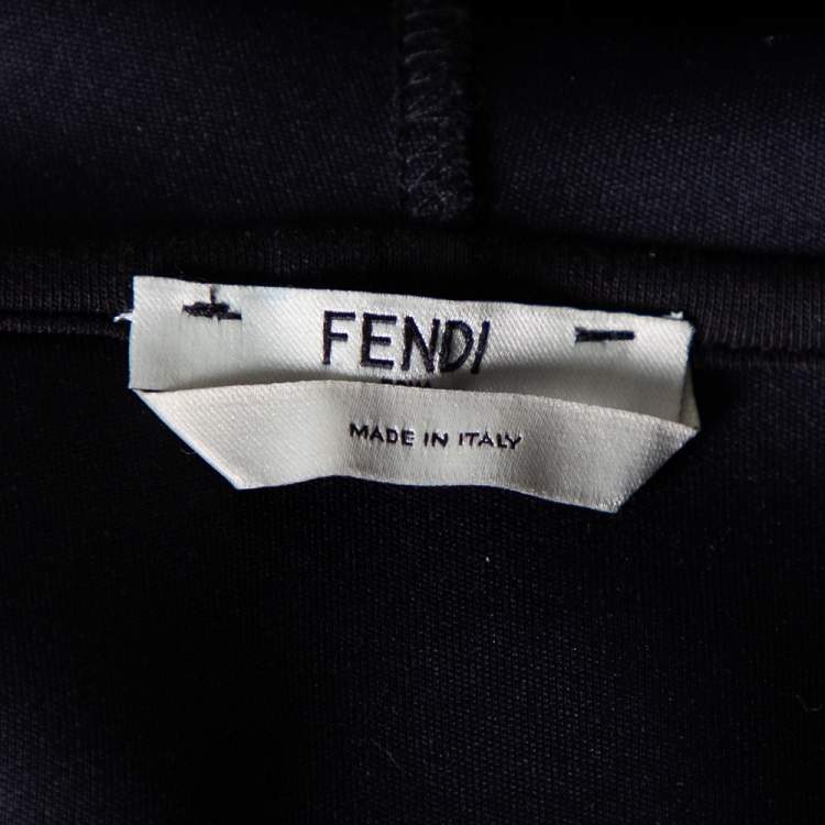 Pre Owned Fendi Black Neoprene Reflective Karlito Detailed Hoodie M