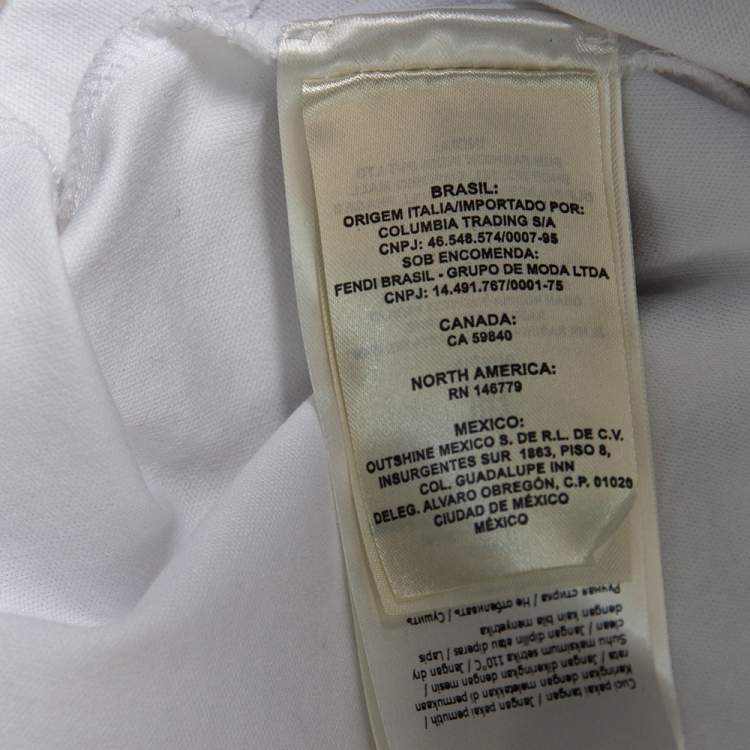 Pre Owned Fendi White Cotton Mesh Fish Eye Logo Inset Short Sleeve T-Shirt M