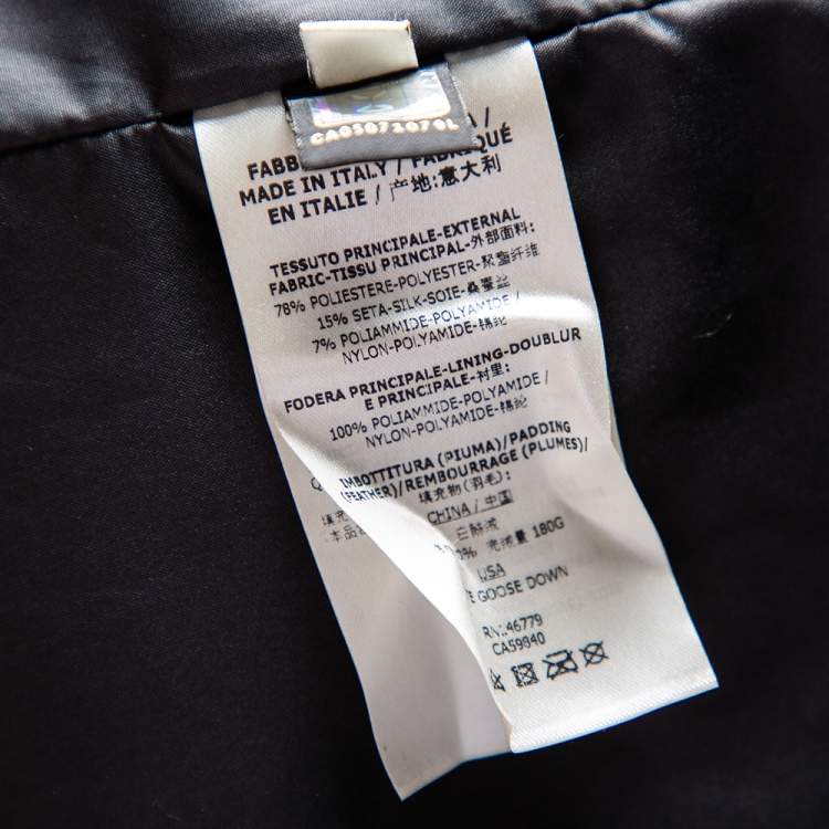 Pre Owned Fendi Black Printed Down Quilted Hooded Jacket S