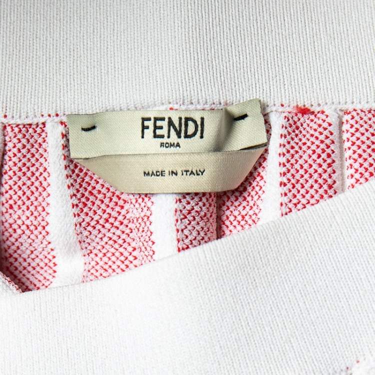 Pre Owned Fendi Color Block Geometric Patterned Knit Pleated Midi Skirt M