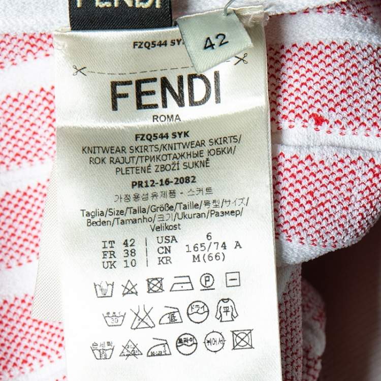 Pre Owned Fendi Color Block Geometric Patterned Knit Pleated Midi Skirt M