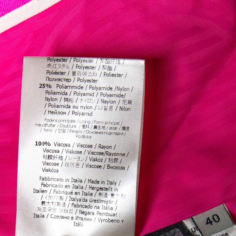 Pre Owned Fendi Fluo Pink Patterned Jacquard Double Breasted Cropped Blazer S