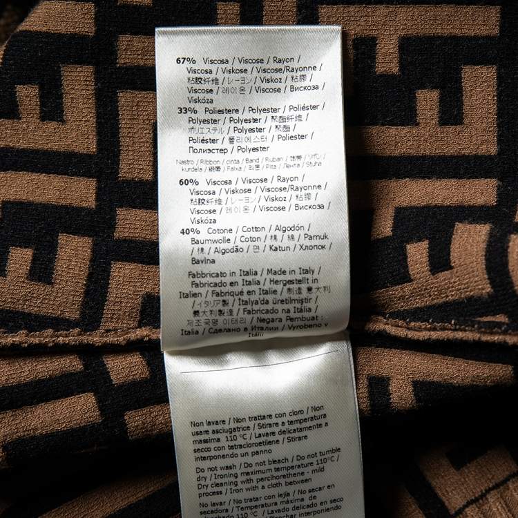 Pre Owned Fendi Brown Zucca Monogram Knit Ribbon Sleeve Detailed Top M