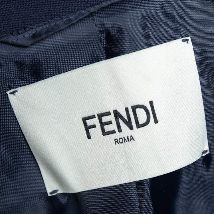 Pre Owned Fendi Navy Blue Wool Striped Cuff Detail Tailored Blazer M