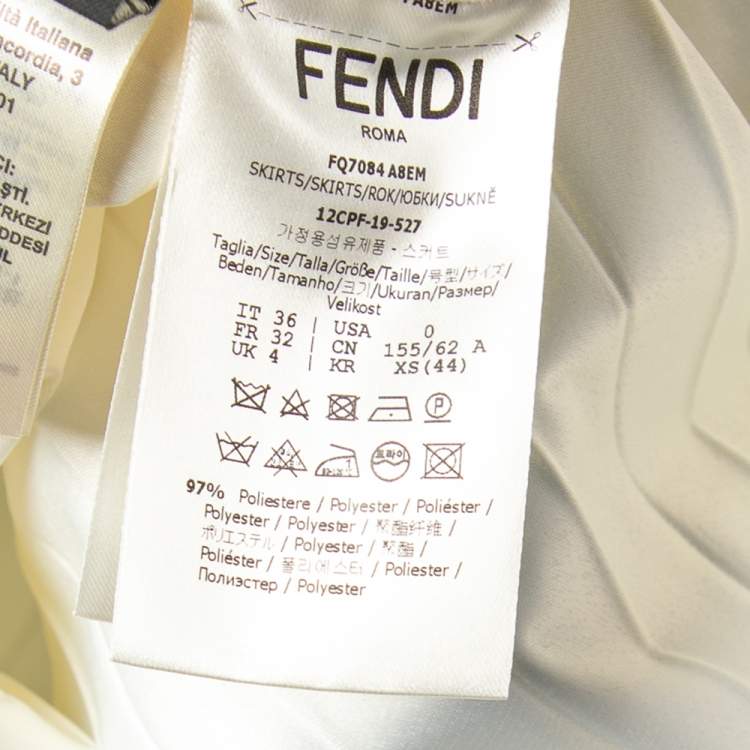 Pre Owned Fendi Off-White Coated Synthetic Drawstring Waist Pleated Skirt XS
