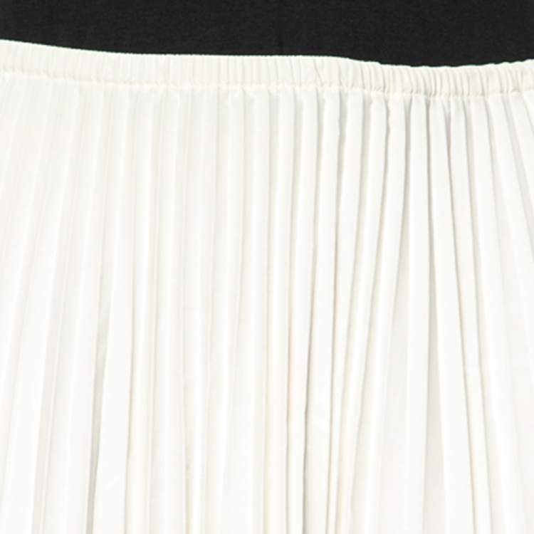 Pre Owned Fendi Off-White Coated Synthetic Drawstring Waist Pleated Skirt XS