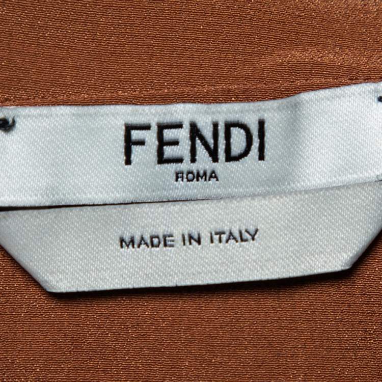 مملوكة مسبقًا Fendi Blue Striped Silk Blend Cape Detail Midi Dress S
