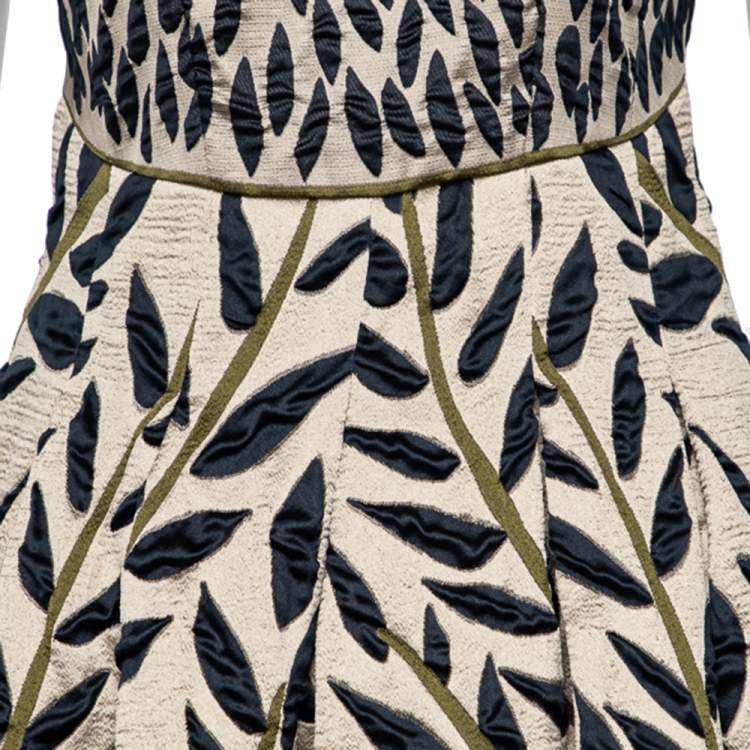 مملوكة مسبقًا Fendi Multicolor Leaf Pattern Jacquard Sleeveless Midi Dress S